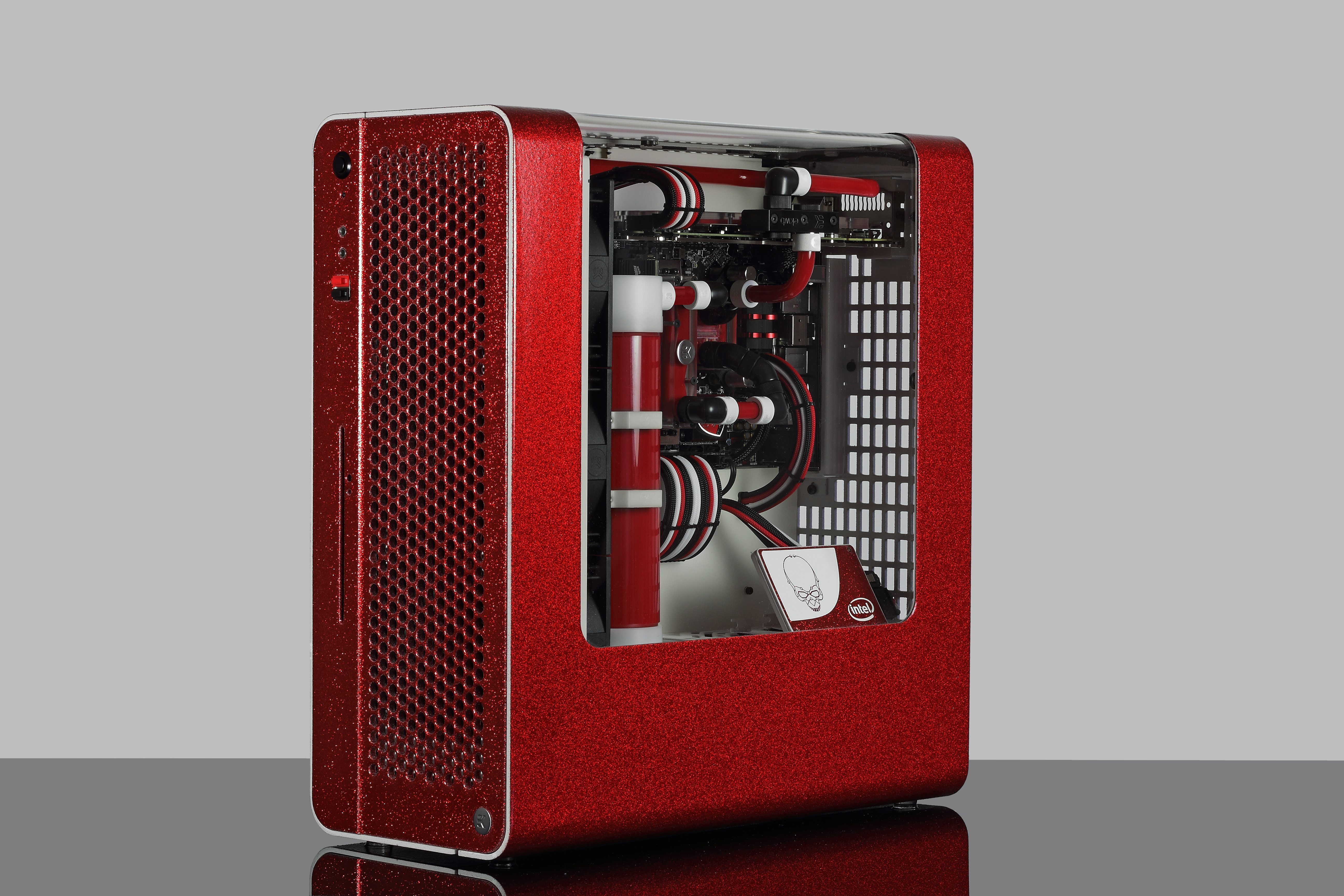 Red pc. Красная аппаратура. Custom loop Case.